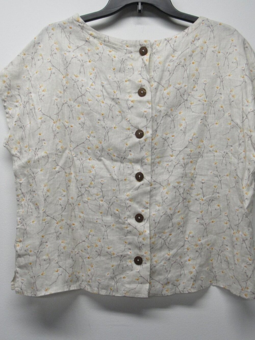 Cynthia Rowley 100% Linen Boxy Button Back Boho Floral Blouse Top Shirt sz Small - Picture 3 of 4